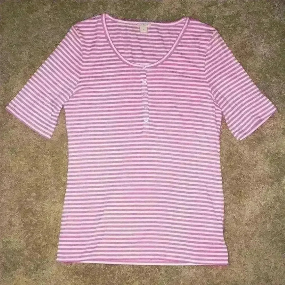 J Crew Striped Lightweight Short Half Sleeve Shirt Top size medium - Picture 7 of 9